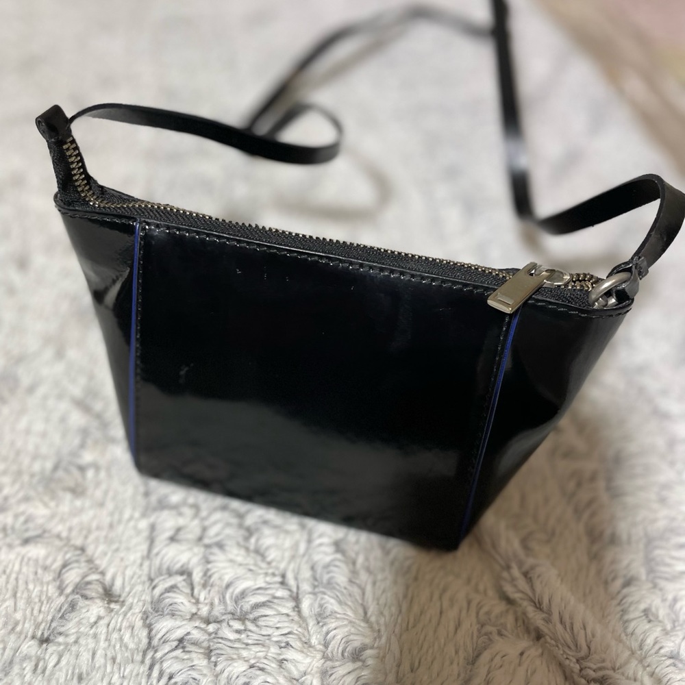 COS smooth black leather mini crossbody bag